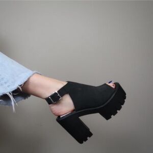 Topshop Black Chunky Platform Heels